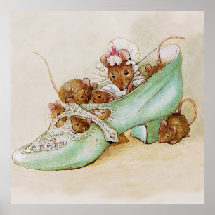 Mouse Family in a Shoe by Beatrix Potter Poster