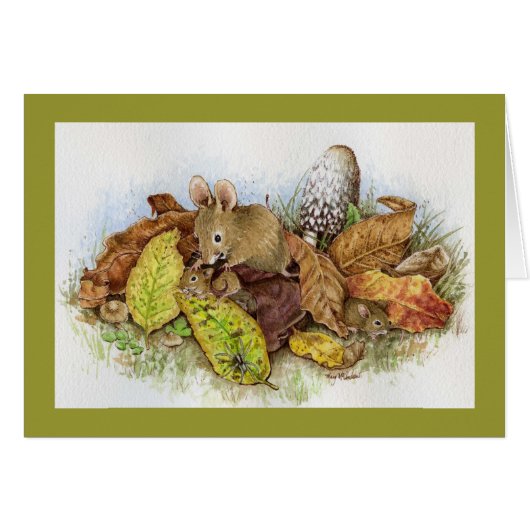 Mouse Family in the Leaves (Front Horizontal)