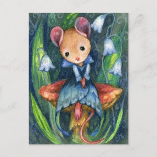 Mouse Fantasy Mushroom Fairytale Art Postcard