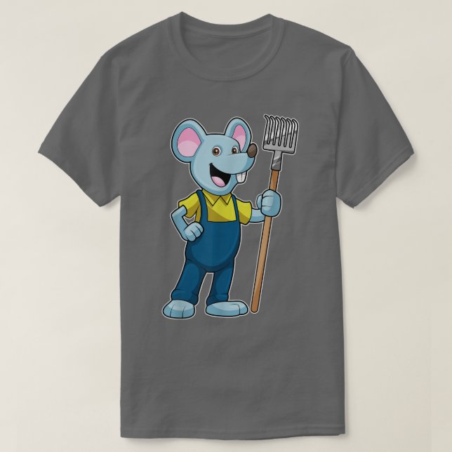 Mouse Farmer Rake Overalls  T-Shirt (Design Front)