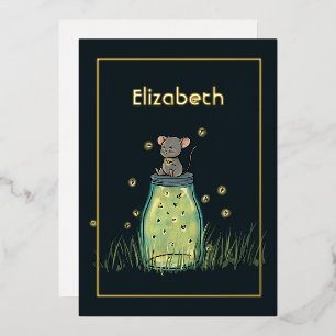 Mouse Firefly Mason Jar Shower Foil Invitation