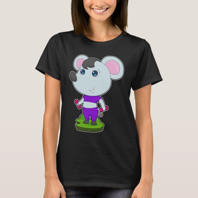 Mouse Fitness Dumbbells T-Shirt (Front)