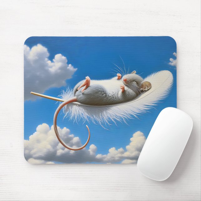 Mouse Floating On A Feather Mouse Pad (With Mouse)