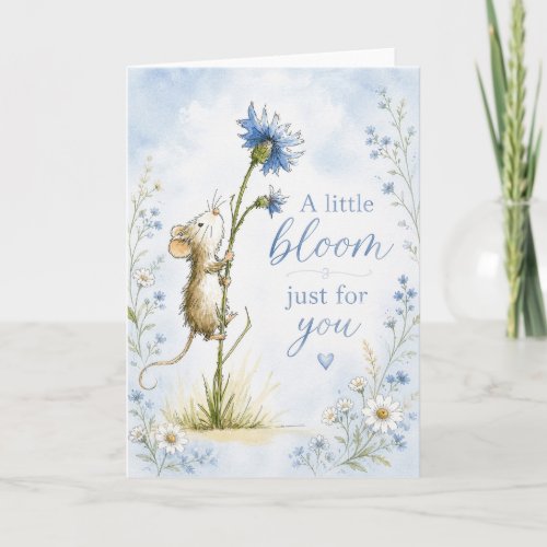 Mouse Flower Thinking of You Friendship Floral Whi Card