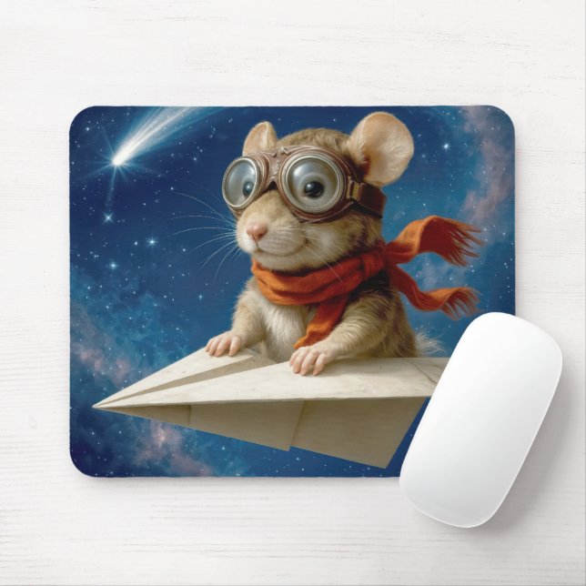 Mouse Flying a Paper Airplane Pad (With Mouse)