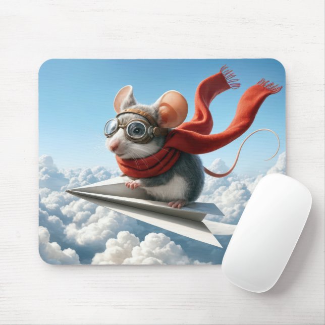 Mouse Flying a Paper Airplane Pad (With Mouse)
