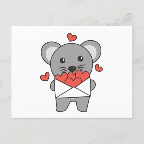 Mouse For Valentines Day Cute Animals Heart Holiday Postcard
