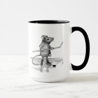 Mouse Holding Hockey Stick: Pencil Drawing