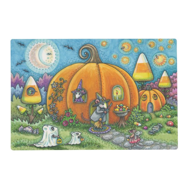 MOUSE HOUSE, TRICK OR TREAT HALLOWEEN PLACE MAT (Front)