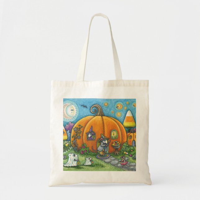 MOUSE HOUSE, TRICK OR TREAT HALLOWEEN TOTE BAG (Front)