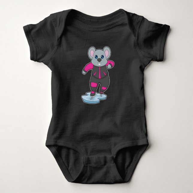 Mouse Ice skating Ice skates Baby Bodysuit (Front)