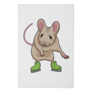 Mouse Ice skating Ice skates Faux Canvas Print