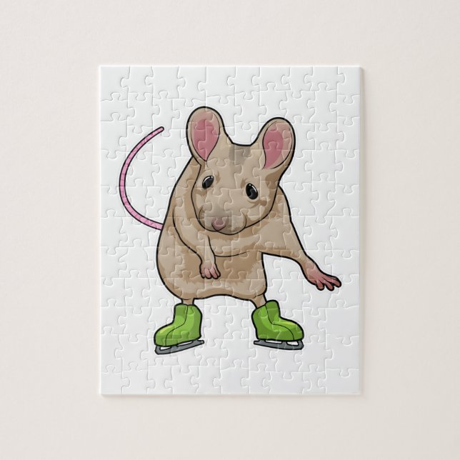 Mouse Ice skating Ice skates Jigsaw Puzzle (Vertical)