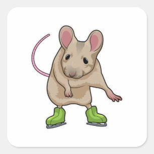 Mouse Ice skating Ice skates Square Sticker