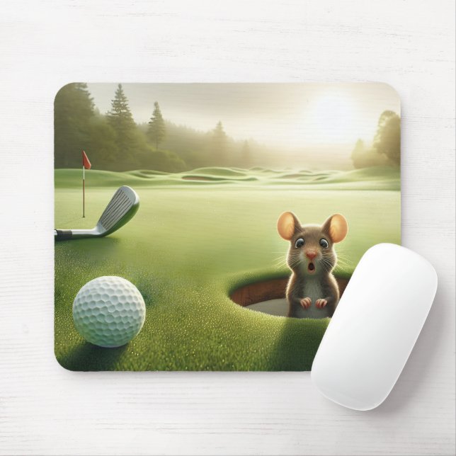 Mouse In A Golf Course Hole Pad (With Mouse)