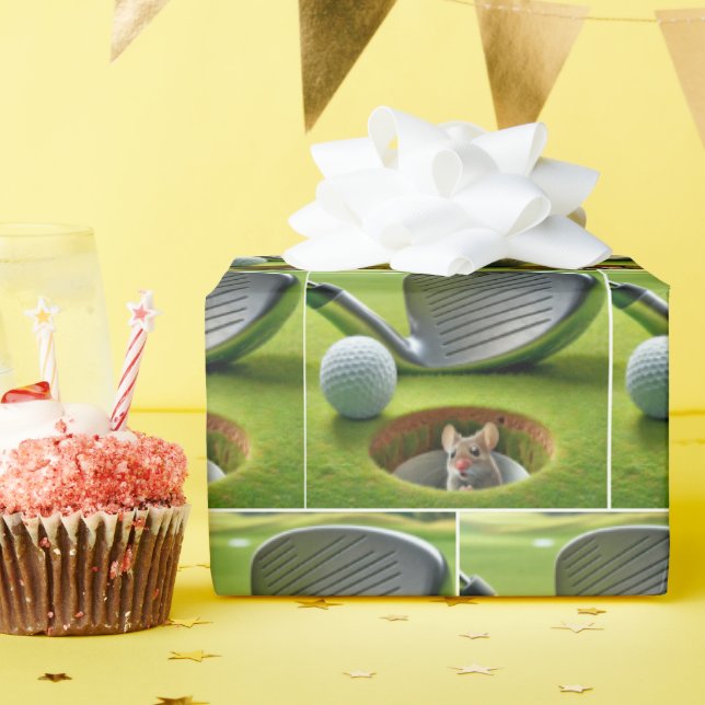 Mouse In a Golf Course Hole Wrapping Paper (Birthday Party)