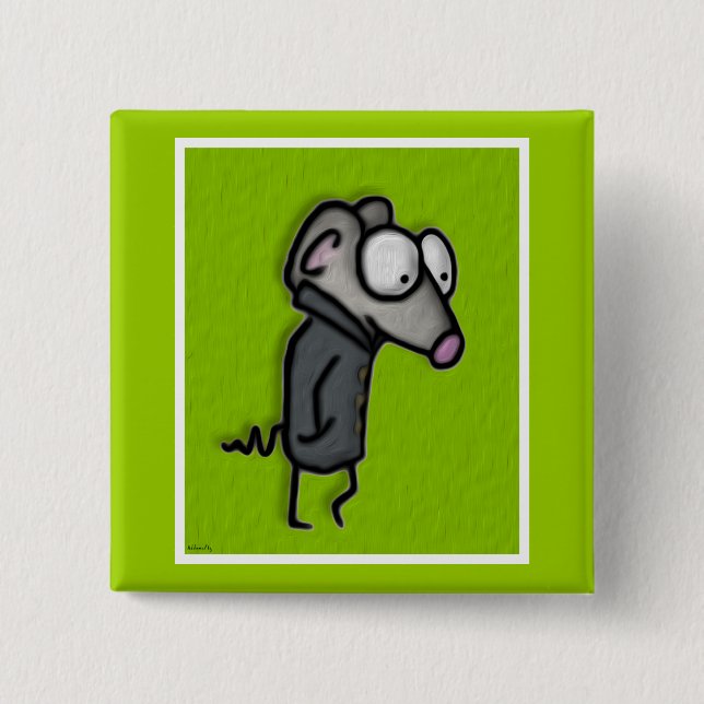 Mouse in a Trench Button (Front)