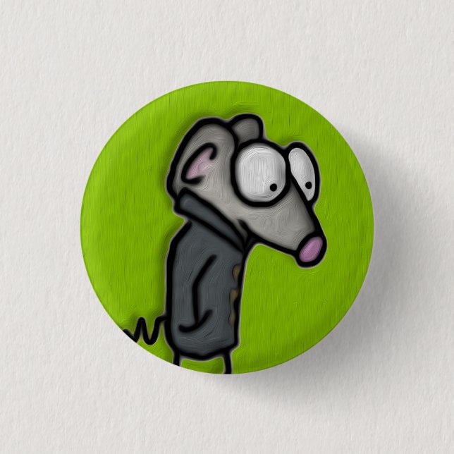 Mouse in a Trench Pinback Button (Front)
