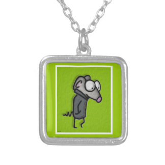Mouse in a Trench Silver Plated Necklace