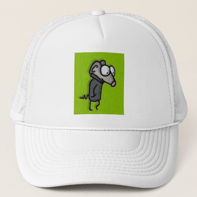 Mouse in a Trench Trucker Hat (Front)