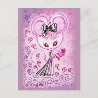 Mouse in Black Evening Gown With Rose Postcard