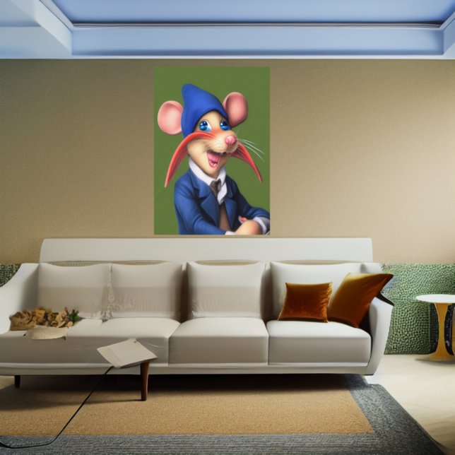 Mouse in blue jacket and beanie | AI Art Poster (Creator Uploaded)