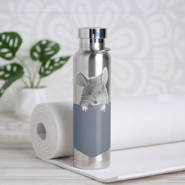 Mouse in Blue Jean Pocket Water Bottle (Yoga)