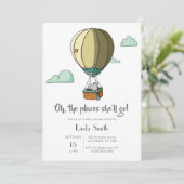 Mouse in Hot Air Balloon Neutral Baby Shower Invitation (Standing Front)