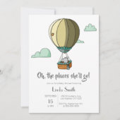 Mouse in Hot Air Balloon Neutral Baby Shower Invitation (Front)