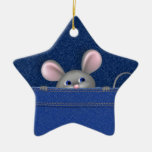 Mouse in Pocket Ceramic Ornament