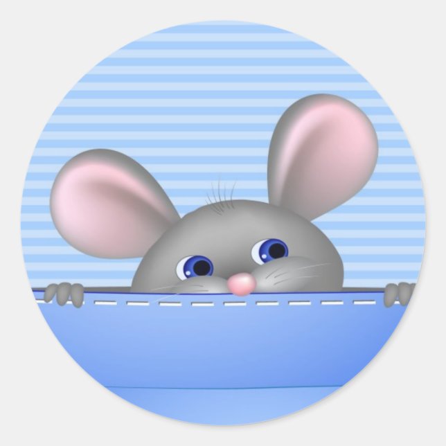 Mouse In Pocket Classic Round Sticker (Front)