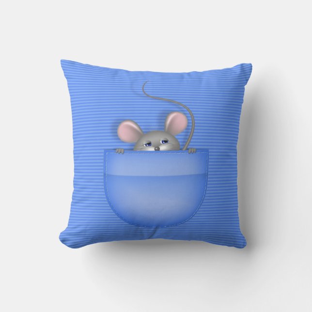 Mouse in Pocket  Throw Pillow (Front)