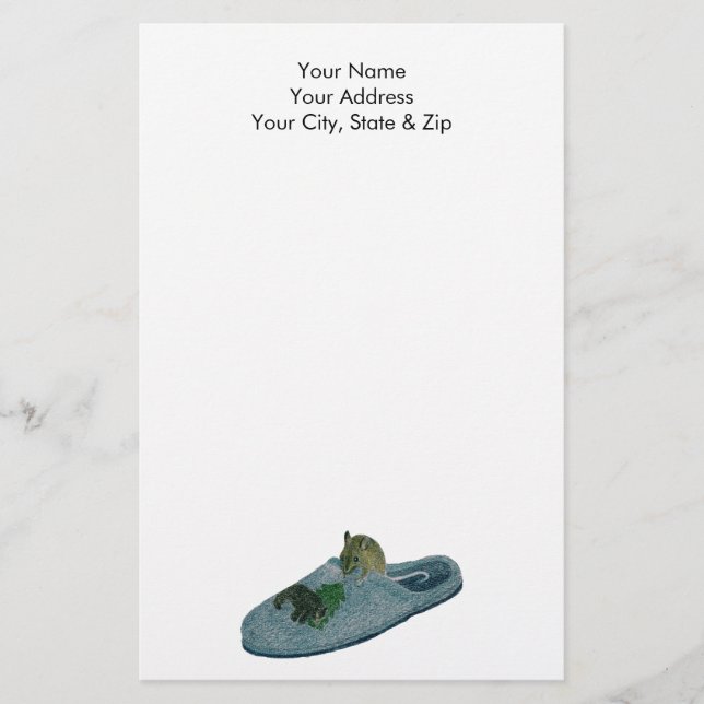 Mouse in Slipper Stationery (Front)