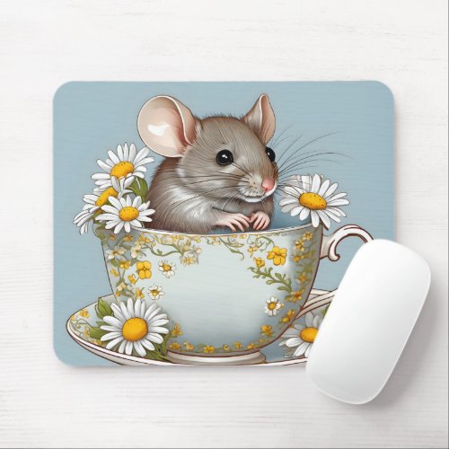 Mouse In Teacup Mouse Pad