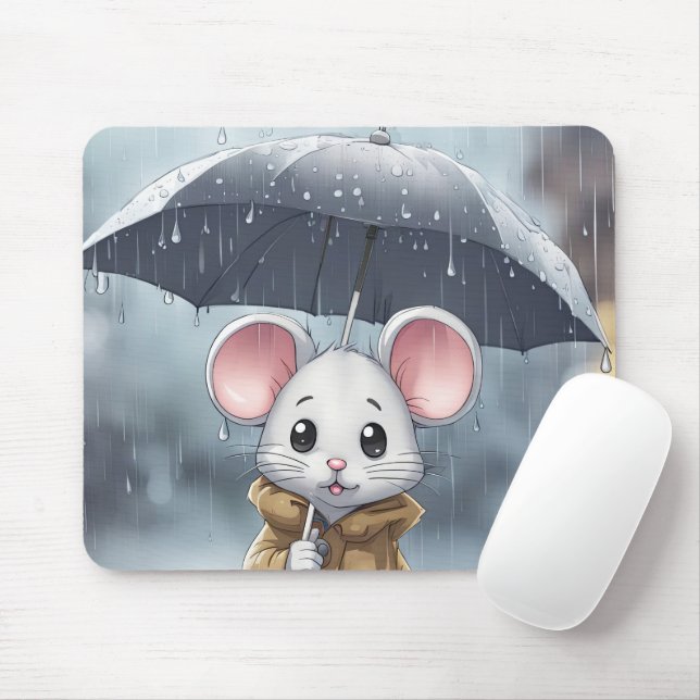 Mouse In The Rain Mouse Pad (With Mouse)