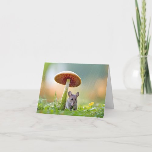 Mouse In The Rain Note Card