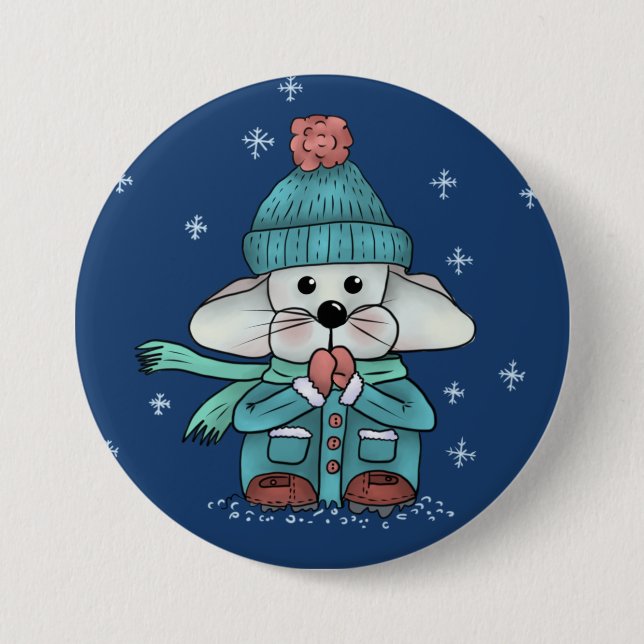 Mouse in the snow button (Front)