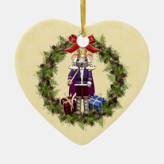 Mouse King Wreath Heart Ornament (Front)