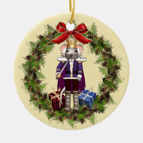 Mouse King Wreath Round Ornament