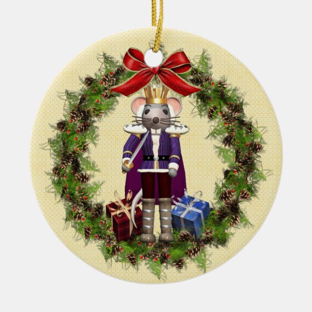 Mouse King Wreath Round Ornament (Front)
