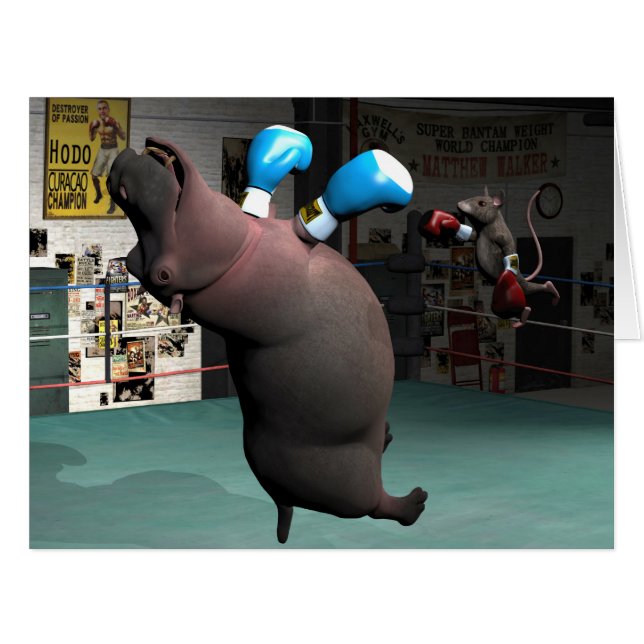 Mouse Knocks out Hippo Cards (Front Horizontal)