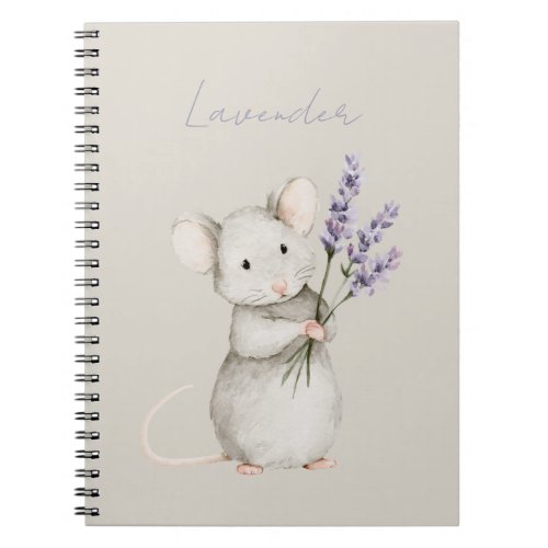 Mouse Lavender Flowers Notebook