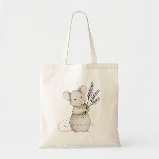 Mouse Lavender Flowers Tote Bag (Front)