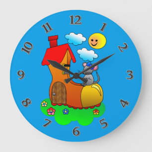 Mouse Living in a Shoe / Boot Large Clock