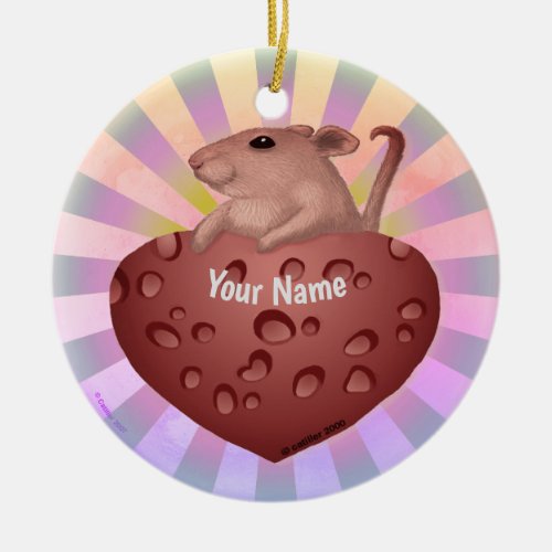 Mouse Love custom name Ceramic Ornament