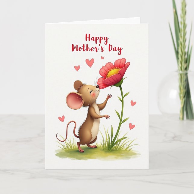 Mouse Loves Flower Mother Card (Front)