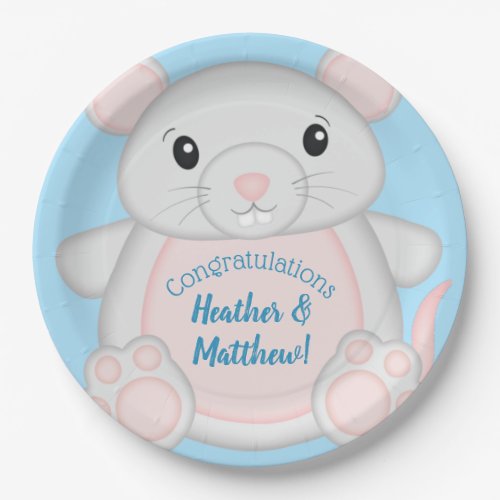 Mouse Mice Baby Shower Blue Paper Plates