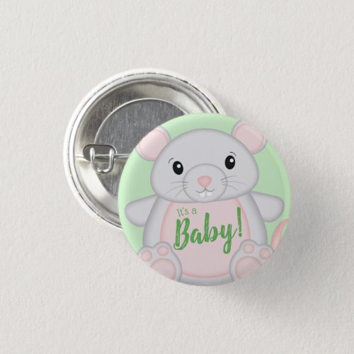 Mouse Mice Baby Shower Green  Button