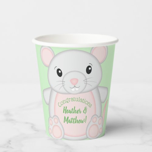 Mouse Mice Baby Shower Green  Paper Cups