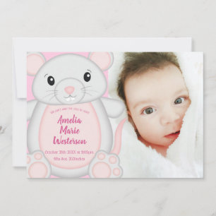 Mouse Mice Baby Shower Pink Invitation